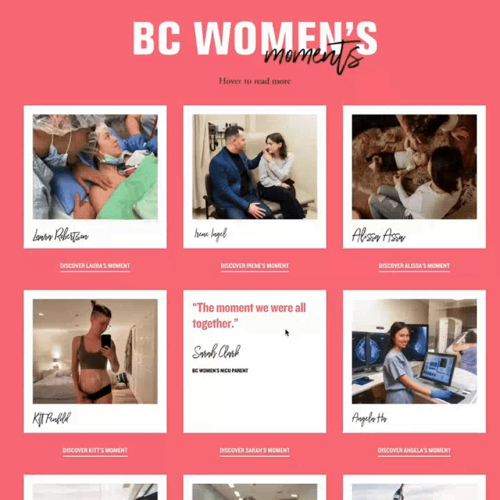 BCWHF campaign landing pages